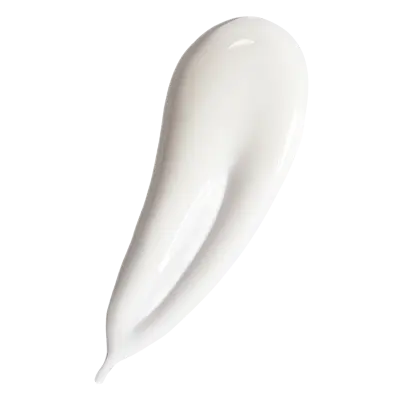 White cream swatch on a white background