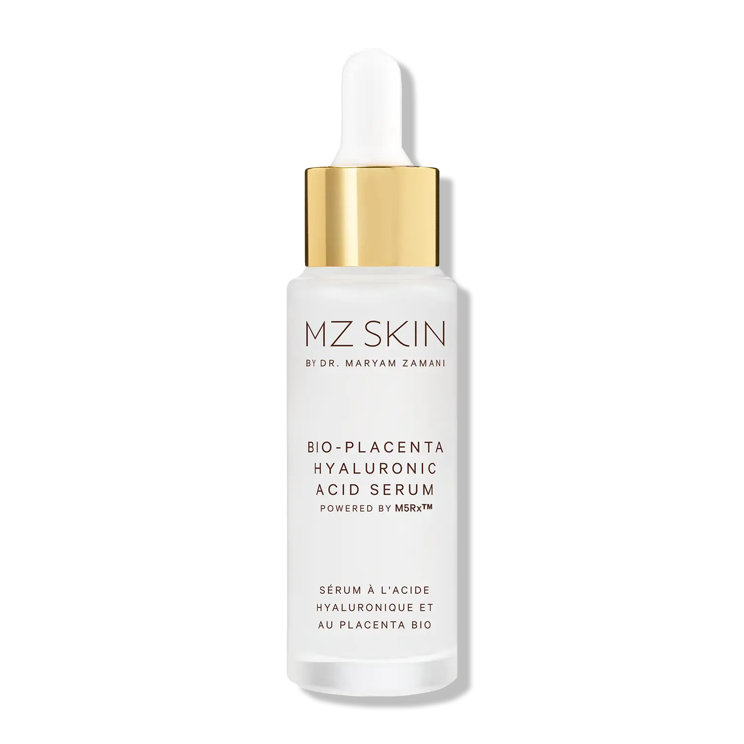 MZ Skin Bio-Placenta Hyaluronic Acid Serum bottle on a white background