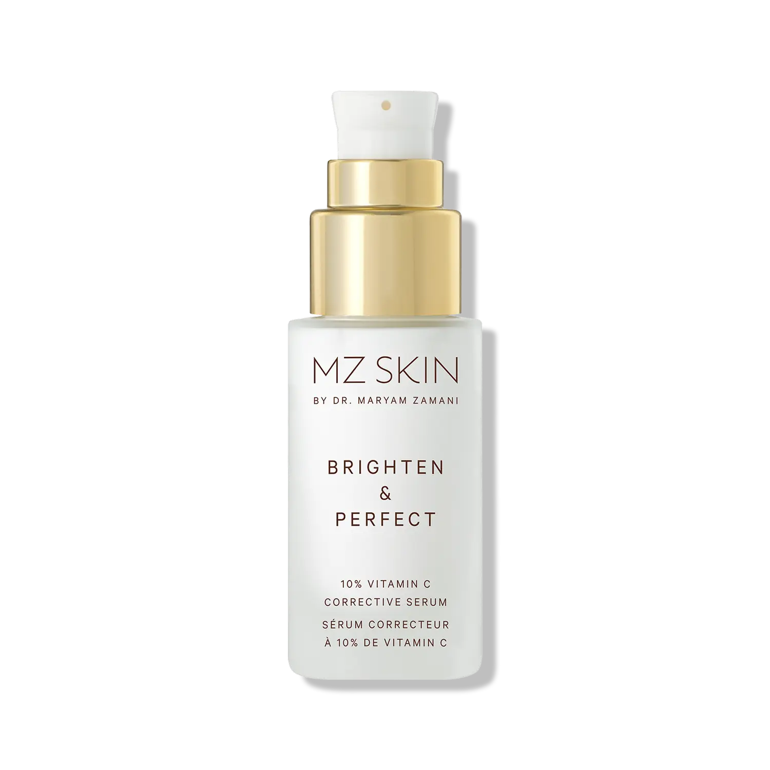 MZ Skin serum bottle on a white background