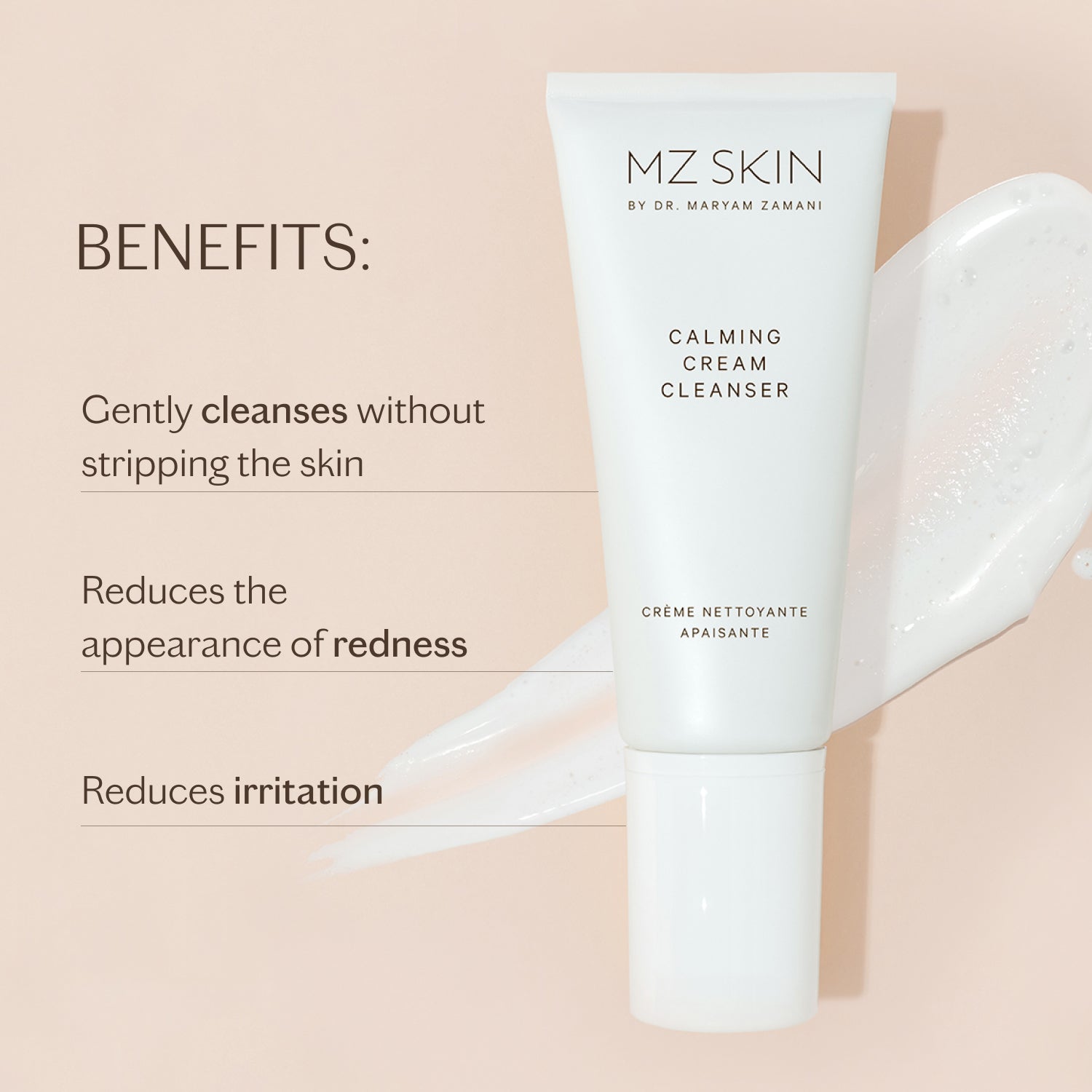 Calming Cream Cleanser for Sensitive Skin | Soothe & Purify | MZ SKIN