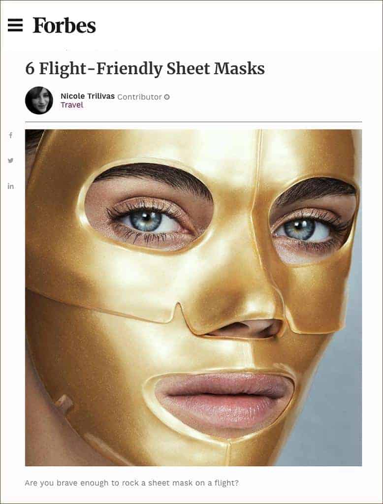 Forbes featured MZ Skin in Flight-Friendly Sheet Masks